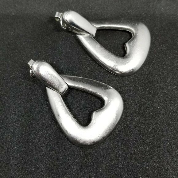 Crown Trifari Modernist Silver Tone Dangle Earring - Picture 2 of 4